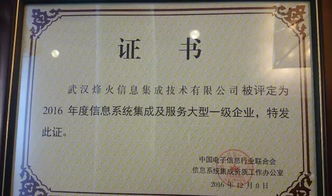 烽火通信榮膺首批全國信息系統(tǒng)集成及服務(wù)大型一級(jí)企業(yè)，引領(lǐng)行業(yè)標(biāo)桿