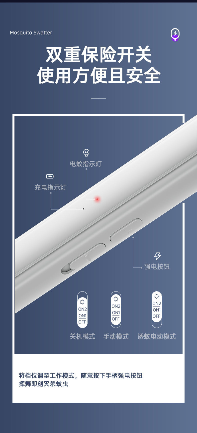 上古名屋二合一電蚊拍 捕蚊燈與滅蚊拍的智能融合，夏日蚊蟲克星